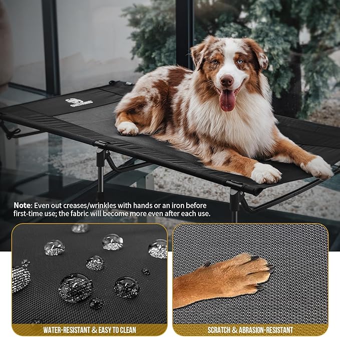 ONETIGRIS Elevated Dog Bed, Outdoor Dog Cod Large Raised Dogs Bed with Chew Proof Mesh, No-Slip Portable Dogs Cot Bed for Indoor & Outdoor Portable