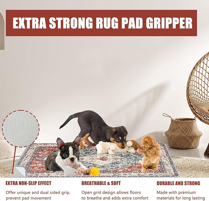 Washable Pee Pads for Dogs, (2 Pack, 36"x42") Upgrade Reusable Puppy Pads with Non-Slip Rug Pad, Super Thickening Absorbent Leakproof Dog Traning Pads Whelping Pad for Dogs, Doggie(Red-2)