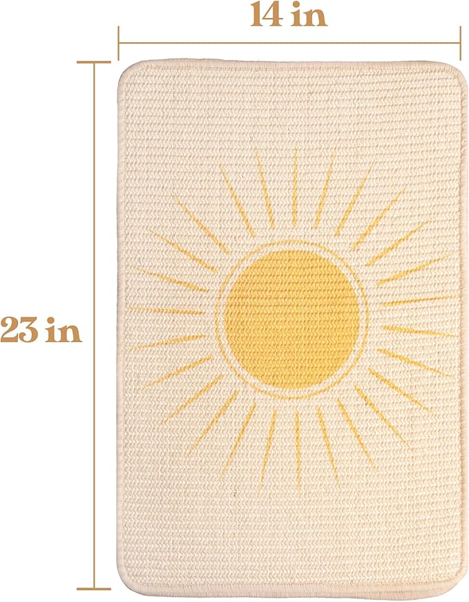 Sisal Scratcher, [+ Catnip Fish Toy], Cat Wall Scratcher, Couch Protector from Cat Scratching, Scratching Mat- 24 X 15.8 with 12 Adhesive Stripes. (The Sun)