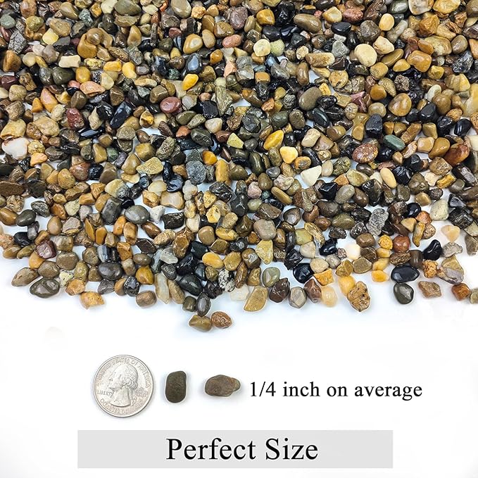 2lbs Fish Tank Rocks, 1/4 Inch Pea Gravel for Fish Tank, Decorative River Rocks for Aquarium Succulent Cactus Plant Vase Fillers Soil Cover and Outdoor Landscaping Stones
