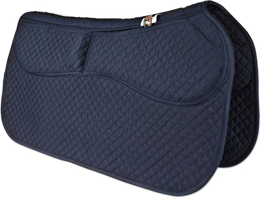 ECP Equine Comfort Products Thermoregulating Western Saddle Pad, Machine Washable Contoured Fit, Water Absorbing, Therapeutic, Shock Absorbing with Adjustable Memory Foam Shims