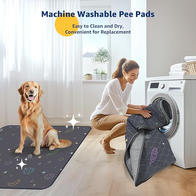 LOOBANI Pee Pads for Dogs Washable: Reusable Dog Pee Pads for Medium Pet, 2 Pack Waterproof Puppy Whelping Pads 36" x 41", Non-Slip Potty Training Mat for Dog Playpen, Floor, Cage, Sofa, Crate, Grey