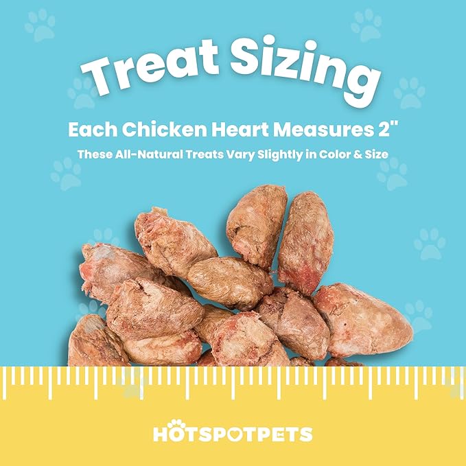 hotspot pets Freeze Dried Chicken Hearts for Cats & Dogs - 1LB Big Bag- Made in USA -Single Ingredient All Natural Grain-Free -Resealable Bag- Perfect for Training, Topper or Snack, Allergen-Free