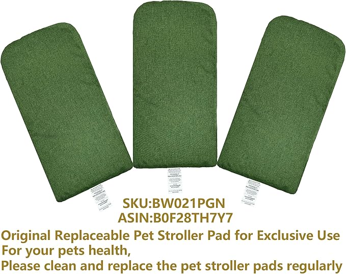 ROODO Pet Stroller Inner Pad for Exclusive Use,Original,Replaceable,Easy to Clean,Set of 3 pc(Green)
