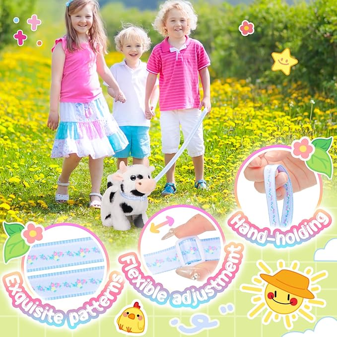 Tagitary Plush Toys Interactive Toys Cow for Kids,Walking Pet Toys Can Make Sounds,Wag Tail and Nod Head, Realistic Stuffed Cattle Toys Birthday Gift for Kids Toddlers