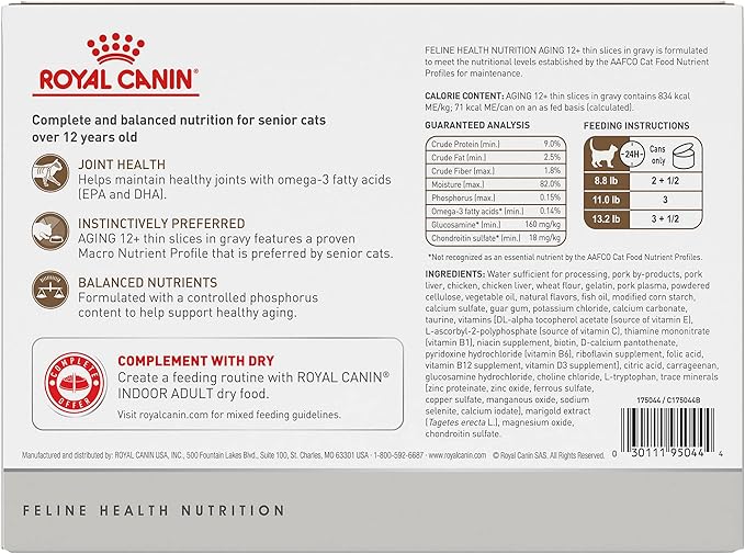 Royal Canin Aging 12+ Thin Slices in Gravy Canned Cat Food, 3 oz can (12-pack)