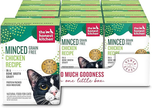 The Honest Kitchen Minced - Chicken in Bone Broth Gravy Wet Cat Food, 5.5 oz (Pack of 12)
