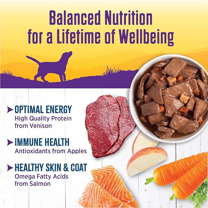 Wellness Complete Health Thick & Chunky Natural Canned Wet Dog Food, Venison & Salmon Stew, 12.5-Ounce Can (Pack of 12)