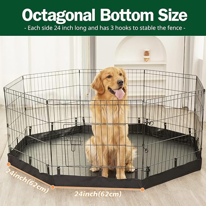 PJYuCien Dog Playpen, 8 Panels 42’’H Dog Pens Indoor with Bottom Pad, Metal Foldable Pet Puppy Exercise Fence Crate Kennel, Better for Medium and Big Animals,Black