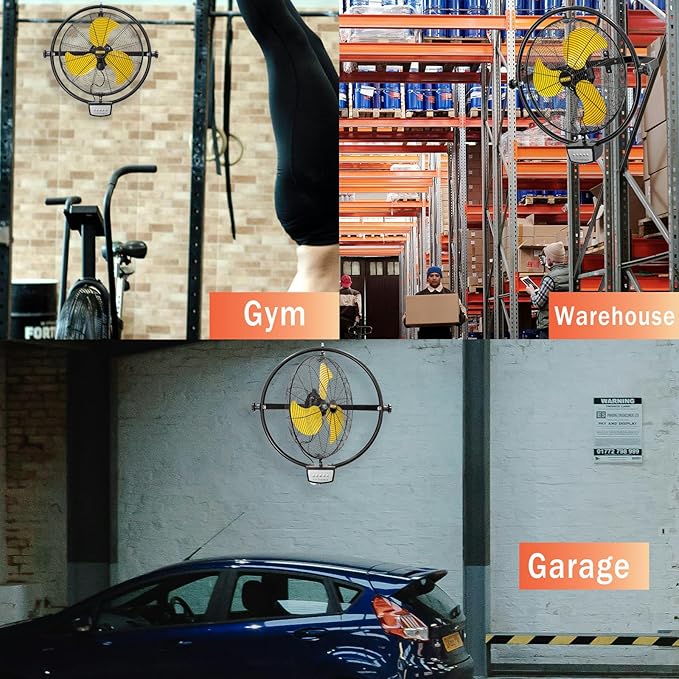 HiCFM 5000 CFM 20" Remote Control Wall Mount Fan, 3-Speed High Velocity Oscillating Wall Fans with Timer, Industrial Heavy Duty Wall-mounted Fan for Covered Patio, Gazebo, and Garage, UL Listed