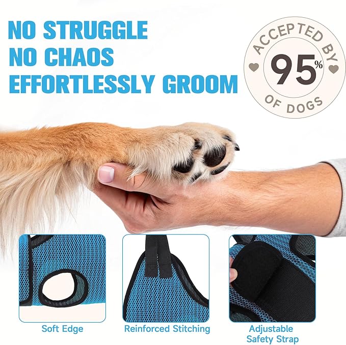 PAWCHIE Dog Grooming Hammock Harness for Dog Cat with Pet Nail Clipper Trimmer-Breathable Cat Hanger Sling for Trimming Clipping Nails-Dog Hammock Restraint Bag for Small Medium Large Dog,Dark Blue XS