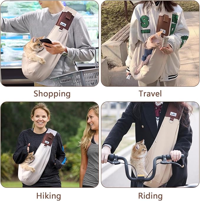 Dog Sling Carrier for Small Dogs - Front Dog Carrier with Adjustable Strap - Hands Free Pet Papoose Bag for Chest - Suitable for Puppy, Small Dogs, and Cats for Outdoor Travel,15 lbs