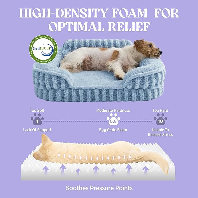 LE SURE Cute Dog Beds Large Sized Dog, Orthopedic Waterproof Large Pet Bed with Sides, Non-Slip Bottom and Egg-Crate Foam Pet Couch Sofa with Washable Removable Cover, Blue