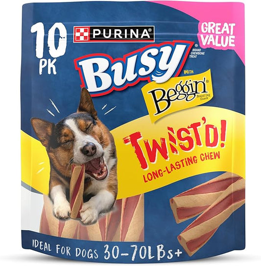 Purina Busy with Beggin’ Twist’d Adult Dog Chew Bone Treats - 10 ct. Pouch