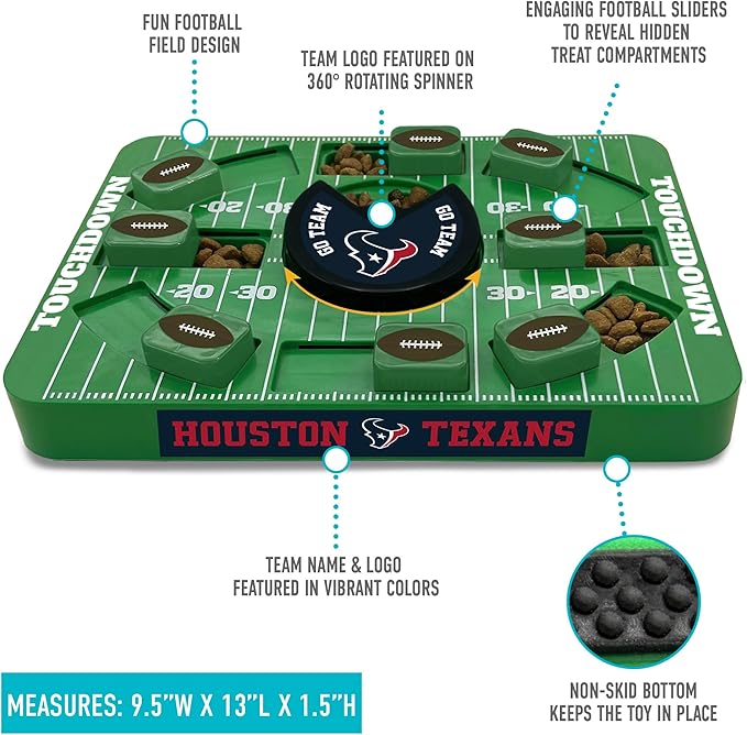 Pets First NFL Houston Texans Large Puzzle Toy - Interactive Dog Treat Puzzle, New Size, Slow Feeding Toy
