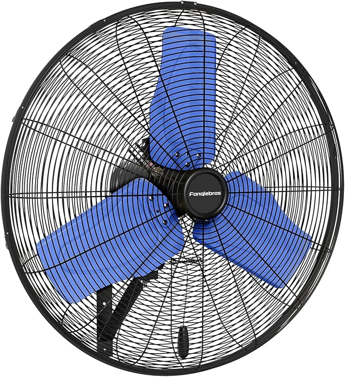 Pro 9500 CFM 24" Outdoor IP44 Waterproof Wall Mount Fan, 3-Speed Oscillating Metal Fans with Enclosure Motor, Heavy Duty Wall Fan for Patio, Warehouse, Garage, and Jobsite