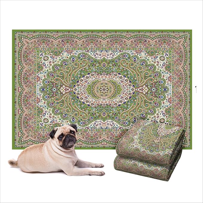 LOVEWAG Washable Dog Pee Pads, 24" x 16", Waterproof, Non-Slip, Super Absorbent, Reusable Machine-Washable, 2-Pack (Peacock Garden)