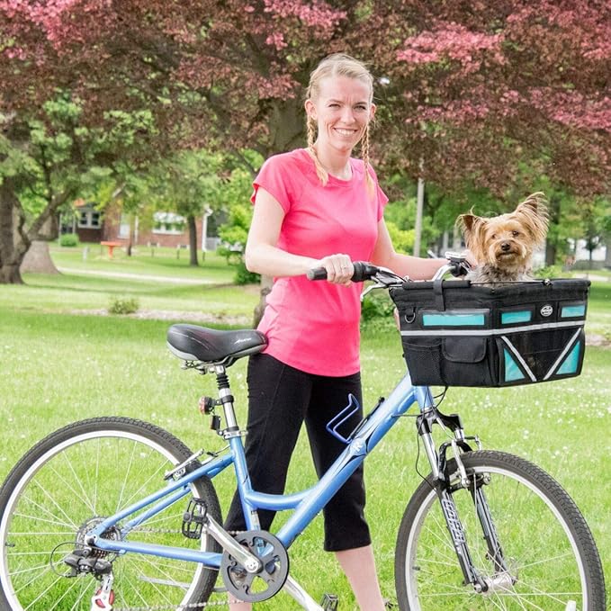 TRAVELIN K9 Pet-Pilot MAX Dog Bicycle Basket Carrier | 8 Color Options for Your Bike (Turquoise)