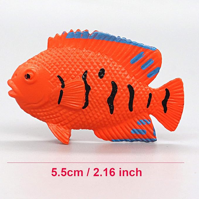 HAPTIME 12PCS Tropical Fish Toys Set, Pastic Cute Sea Life Creatures Learning Educational Toy Party Favors for Boys, Girls, Kids