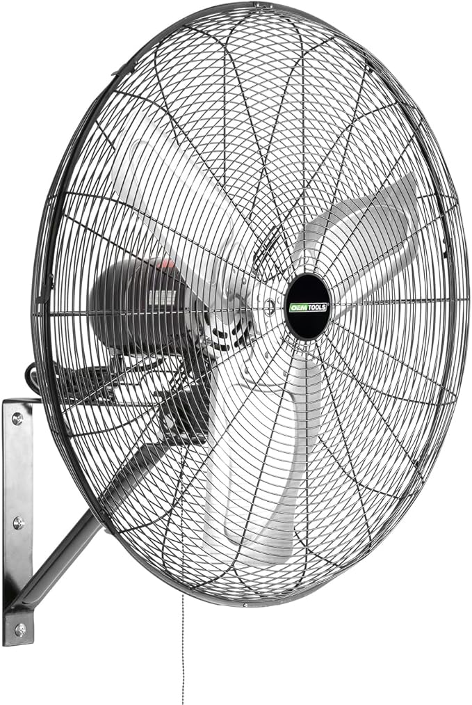 OEMTOOLS 24-Inch Wall Mount Fan, 90° Oscillating Fan 6500 CFM Max, 3 Speed Motor, Use in Garage, Gym, Warehouse, Factory and Jobsite