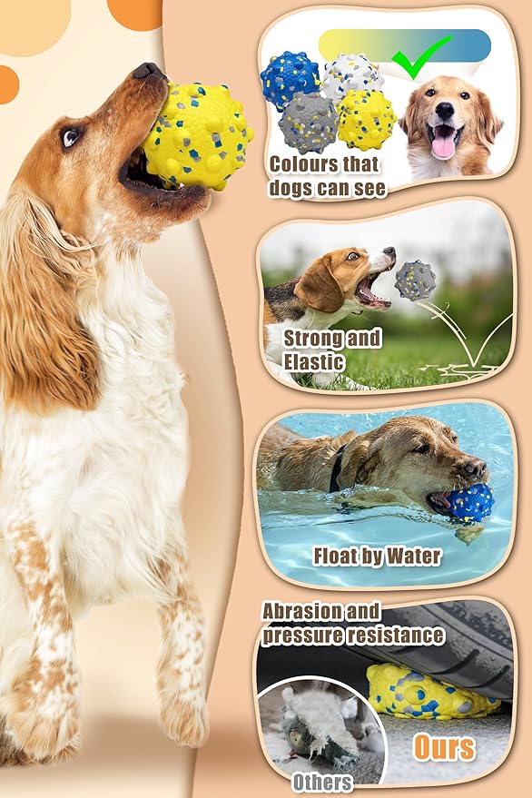 Dog Tennis Balls for Aggressive Chewers, Indestructible Durable Bouncy Interactive Toy for Dogs Fetch Game Lightweight Floating Outdoor Training(White+Grey Large)