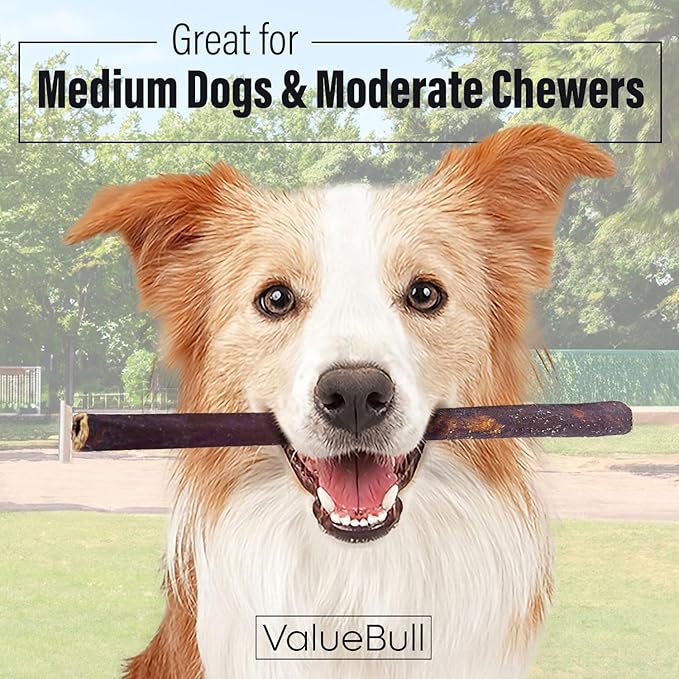 ValueBull Collagen Sticks for Dogs, 12 Inch Medium Chews, Natural Long-Lasting Dog Treats, 25 Count - Supports Joints, Skin & Coat with Chondroitin & Glucosamine