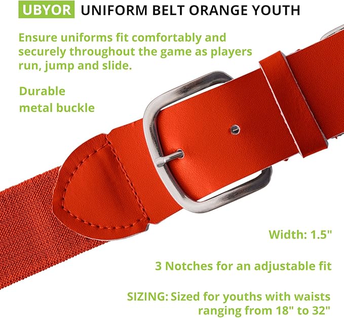 Champion Sports Baseball/Softball Uniform Belt, Comfort Stretch Fit Durable Syntex Tab - Youth & Adult Sizes, Multiple Colors