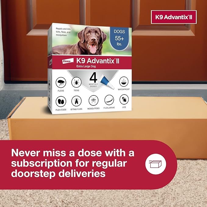 K9 Advantix II XL Dog Vet-Recommended Flea, Tick & Mosquito Treatment & Prevention | Dogs Over 55 lbs. | 4-Mo Supply (Pack of 2)