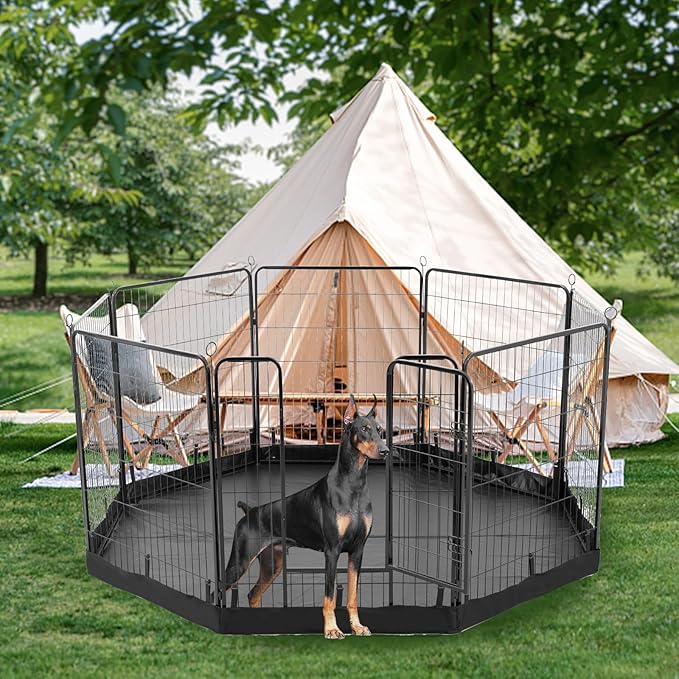 PJYuCien Dog Playpen Bottom Pad, Fits 32 Inch Width 8 Panels Regular Octagon Metal Exercise Pet Playpen, Black (Note:Playpen Not Included)