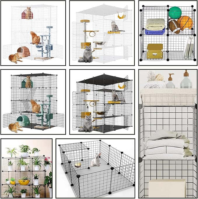 Large Cat Cage,Cat Cage Enclosure Indoor DIY Cat Playpen Detachable Metal Wire Kennels Crate Large Exercise Place Ideal, for 1-4 Cats,Ferret, Chinchilla, Rabbit, Small Animals