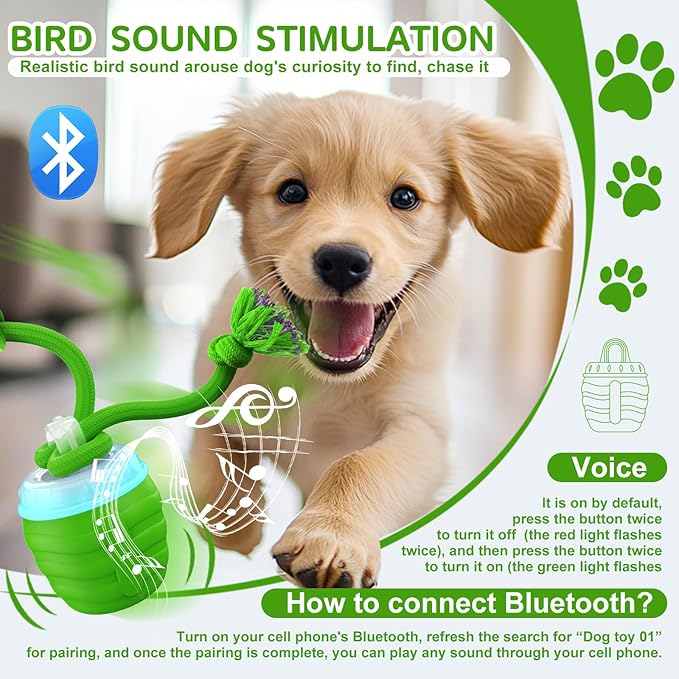 Interactive Dog Toys - [2025 Newly Upgraded] Motion Activated Ball for Small/Medium/Large Dogs, Automatic Moving Dog Toy Wicked Ball for Boredom & Training, Music, USB Rechargeable (Green)