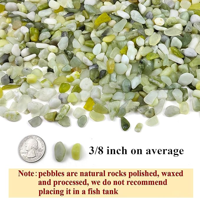 2 lbs Jade Rocks for Plants Indoor, 3/8 inch Small Pebbles for Indoor Plants, Decorative Rocks for Succulents Cactus Bamboo Vases Landscaping Drainage and Outdoor Garden Rocks