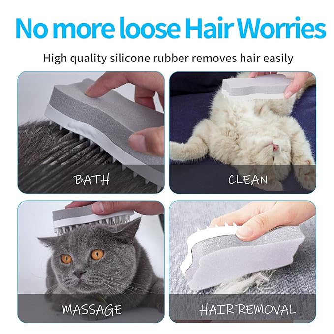 Mooncat Cat Grooming Brush - For Shedding, Long or Short Haired Cats, Removes Mats, Tangles, and Loose Fur - Massage Comb for Indoor Kittens
