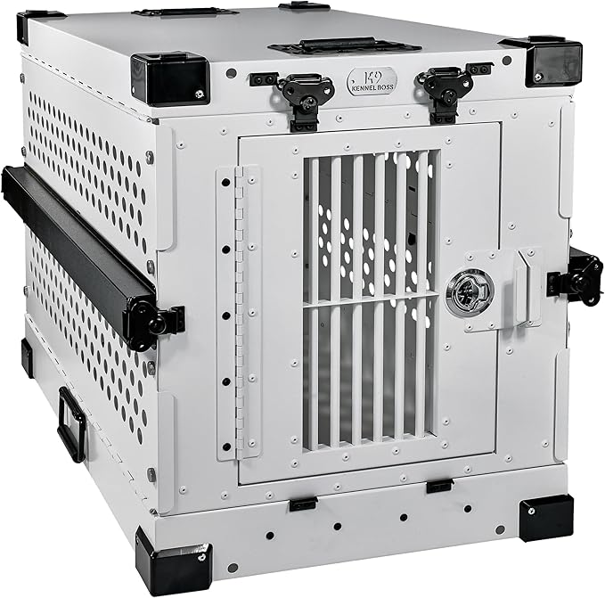 Heavy Duty Fully Collapsible Powder-Coated Aluminum Dog Crate - Small (White)
