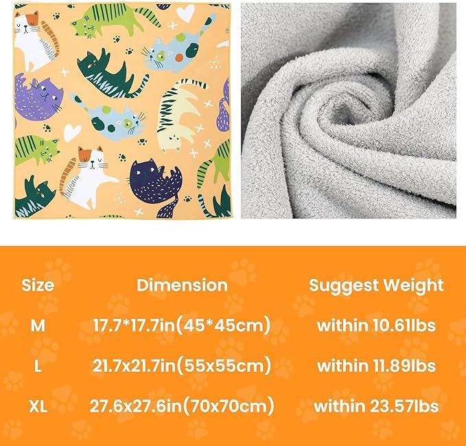 Cat Wrap for Grooming,Cat Wrap for Cutting Nails,Self-Adherent Soft Cat Blanket to Wrap,Anti-Bite,Anti-Scratch,Anti-Escape Calming Cat Swaddle Wrap (17.7" X 17.7",Within 10.61lbs)