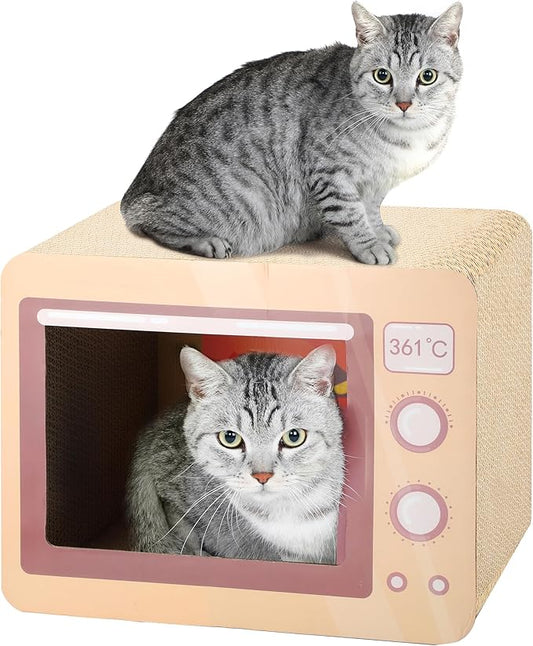 Oven Cat Scratcher Board - Durable Lounge Bed for Cats - Indoor Scratch Pad & Play House - Corrugated Toy for Cat Birthday - 17.3L*13.4W*9.1H