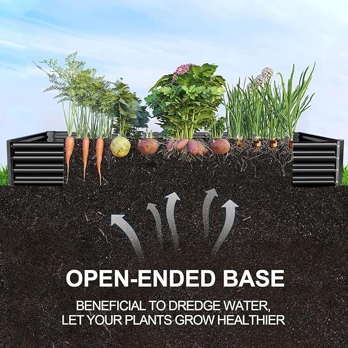 Land Guard 12×4×1ft Galvanized Raised Garden Bed Kit for Vegetables 2 Pack, Galvanized Super Large Metal Planter Raised Garden Boxes Outdoor (Gray)