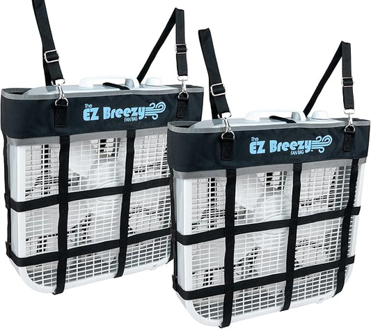 Southwestern Equine EZ Breezy Box Fan Holder, Horse Stall Classic Fan Bag, Stable Supplies, Horse Fan (2 Pack Black)