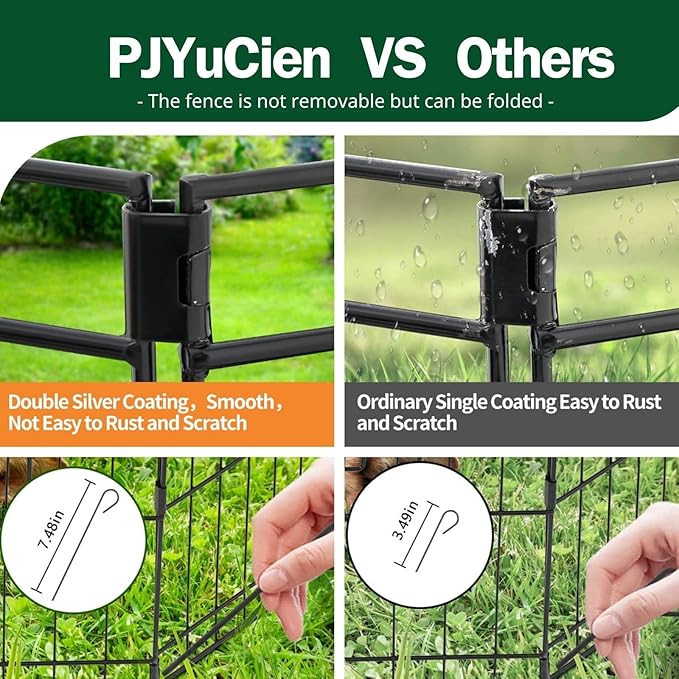 PJYuCien Dog Playpen, 8 Panels 30’’H Dog Pens Indoor with Bottom Pad and Top Cover, Metal Foldable Pet Puppy Exercise Fence Crate Kennel, Better for Small Animals,Black