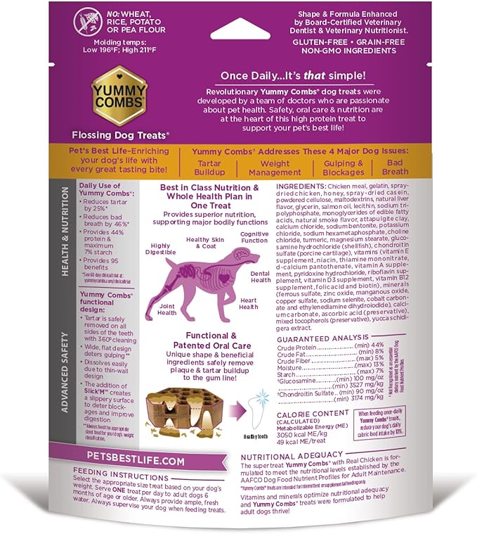 Dog Dental Treats – Vet VOHC Approved, Removes Tartar & Cleans Teeth – Yummy High Protein Chicken Treat for Large Dogs (Mini Pack, 6 Count)