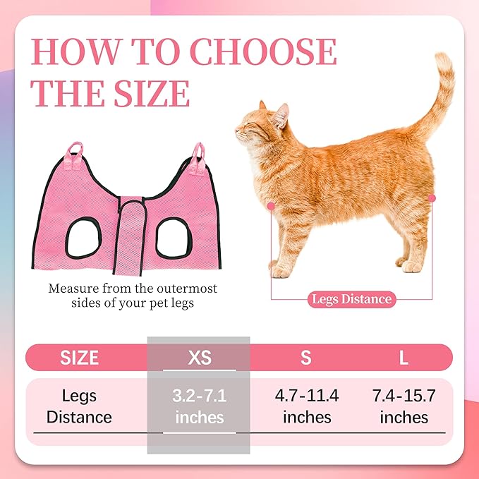 PatiencET Dog Grooming Hammock, Pet Grooming Hammock for Cats & Dogs with Security Strap, Dog Sling for Nail Trimming with Nail Clippers/Trimmer, Nail File, Pet Comb(Pink XS)