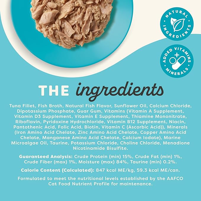 Applaws Vitality Wet Cat Food in Broth, Natural Canned Cat Food, Wet Food for Cats with Added Vitamins and Minerals, Grain Free, Carrageenan Free, Tuna Fillet in Broth (24 Count, 2.47 oz Cans)