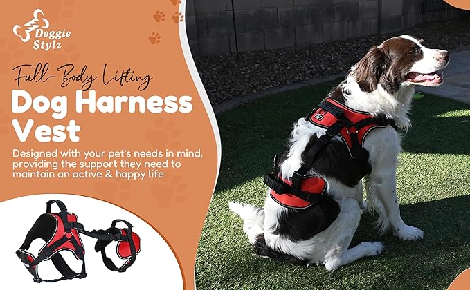 Doggie Stylz Multi-Functional Full-Body Lifting Dog Harness Vest, Designed for Front-Only, Rear-Only or Full-Body Dog Lifting. Please Measure Your Before Ordering.