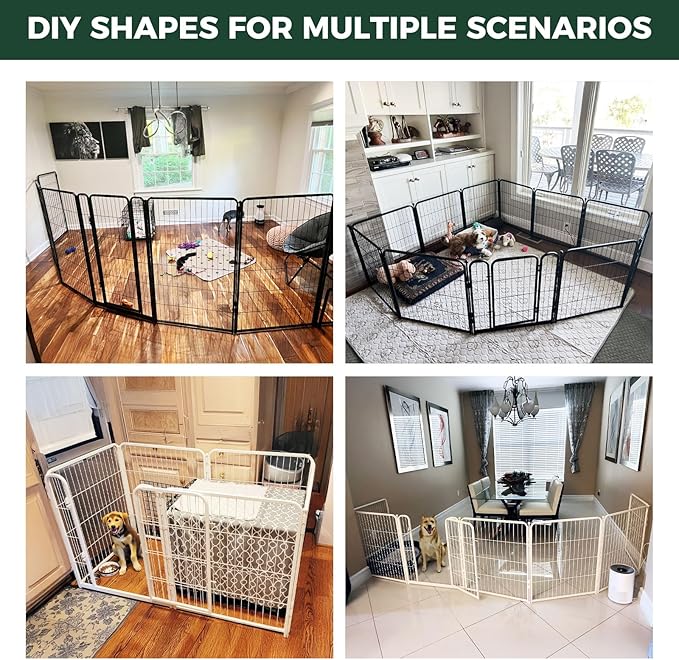 FXW Homeplus Unleashed Indoor Dog Playpen - Stress-Free and Safe Play, Heavy Duty 40 Inch 16 Wire Panels Dog Pen for Medium and Large Dogs, White│Patented