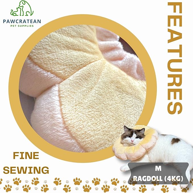 Adjustable Comfy Flower Style Elizabeth Collar for Cats Puppies Soft Recovery Cone Pet Protective Neck Collar (Yellow, Medium)