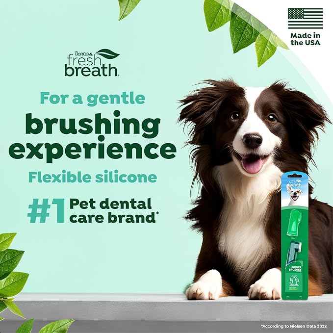TropiClean Fresh Breath Finger Toothbrushes for Dogs & Puppies | Gentle Soft Toothbrush Alternative for Easy Teeth Cleaning