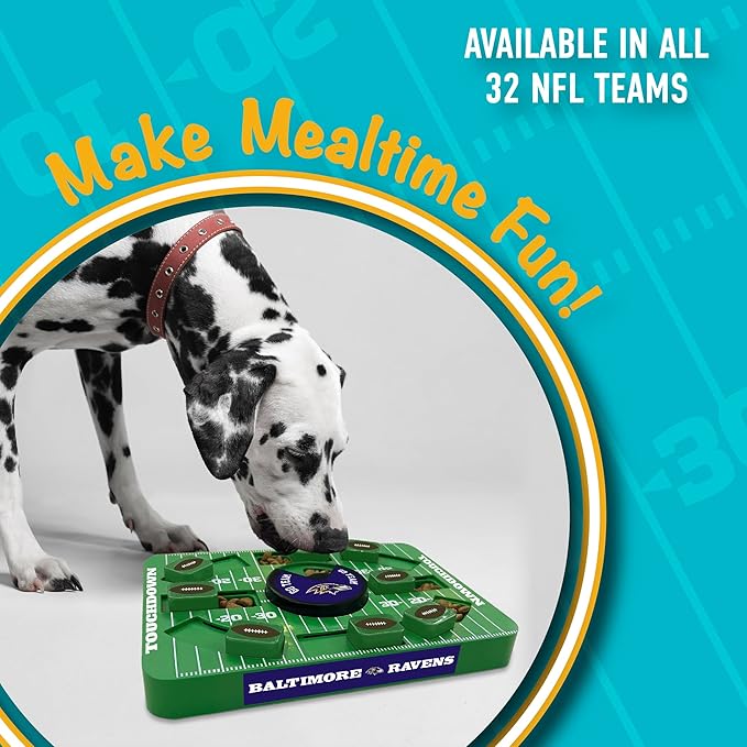 Pets First NFL Baltimore Ravens Large Puzzle Treat Toy for Dogs - Interactive Slow Feeding Toy, New Large Size