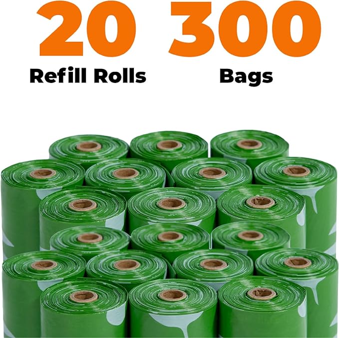Best Pet Supplies Poop Bags for Dogs, 50% Post-Consumer Recycled Content dog waste bags on rolls, fits all poop bag holders for leashes - 300 Count, Green, Lavender Scented