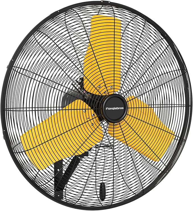 Pro 9500 CFM 24" Outdoor IP44 Waterproof Wall Mount Fan, 3-Speed Oscillating Metal Fans with Enclosure Motor, Heavy Duty Wall Fan for Patio, Warehouse, Garage, and Jobsite