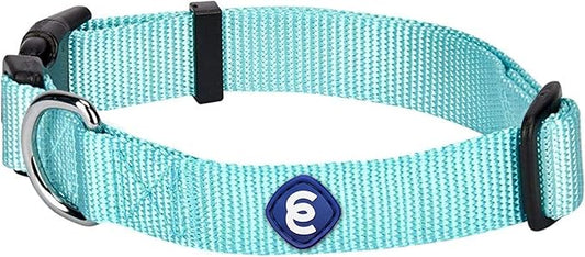 Blueberry Pet Essentials Matching Medium Adjustable & Durable Classic Solid Color Nylon Dog Collars for Medium Dogs | Mint Blue Collar for Girl & Boy Dogs